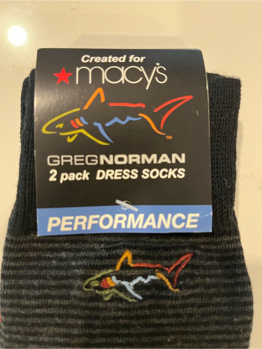 Greg Norman Collection Men’s Black Striped Dress Socks with Red Toe (8-12) - Picture 2 of 4